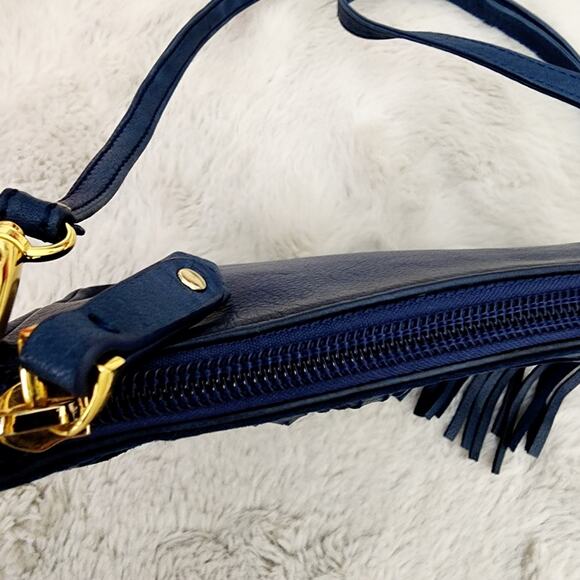 NEW ClaudiaG Willow Elegant Navy Fringe Leather Crossbody Bag - Picture 7 of 10